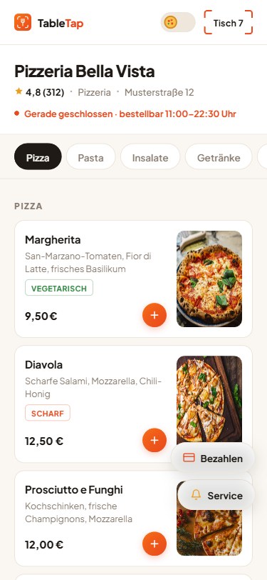 TableTap am Handy
